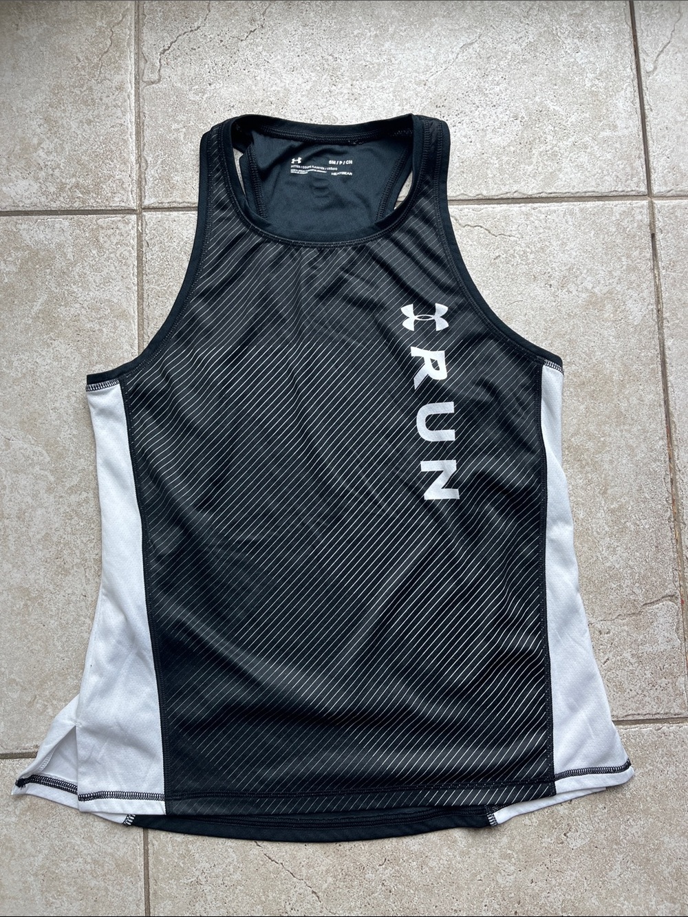 Under Armour Black & White RUN Womens Performance Tank